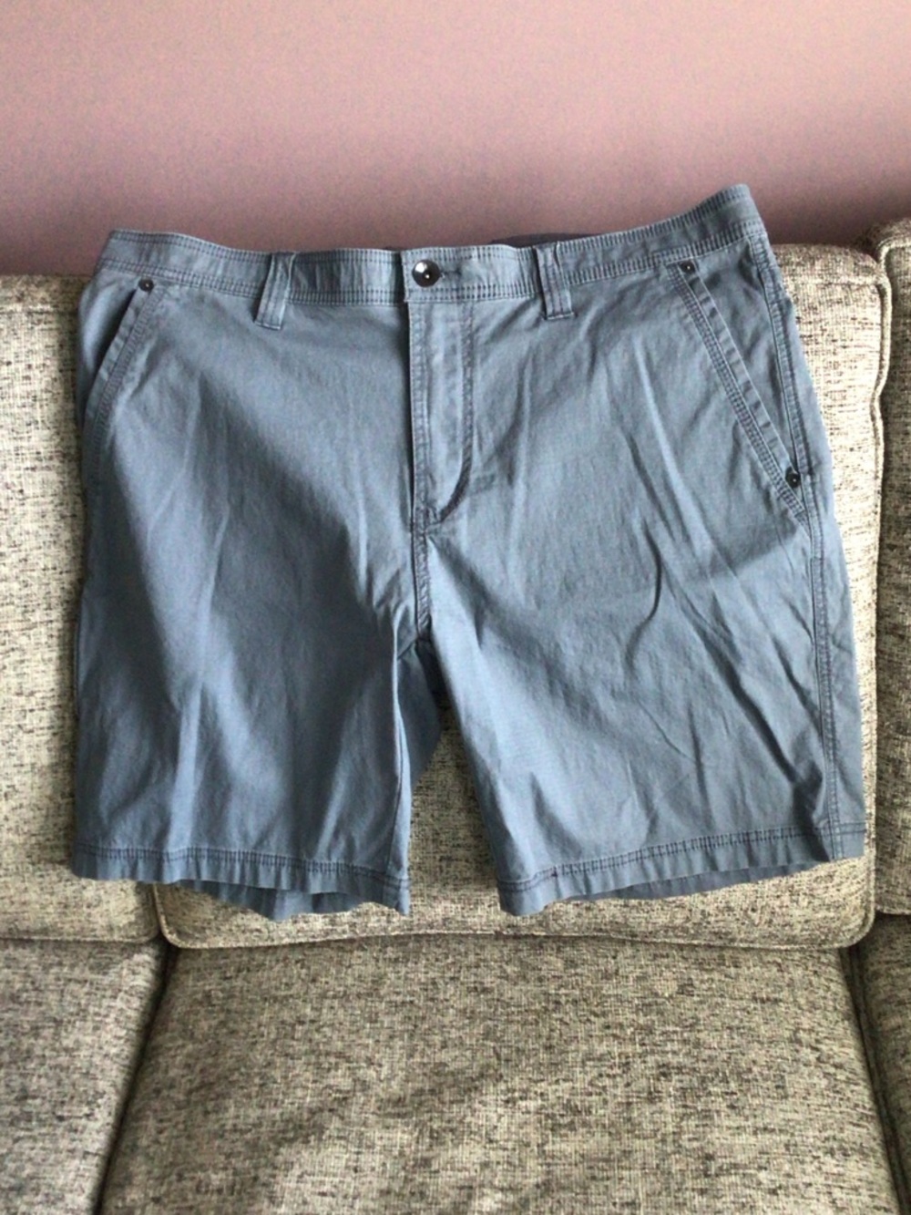 Men's Flat Front Chino Shorts in Slate Blue